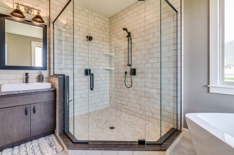 Glass Panel Shower with Matte Finish Fixtures