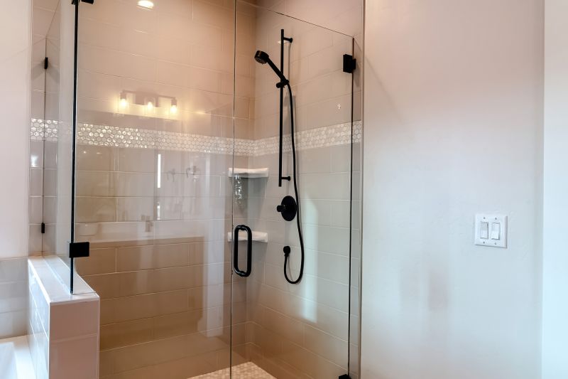 Open Concept Shower with Black Frame